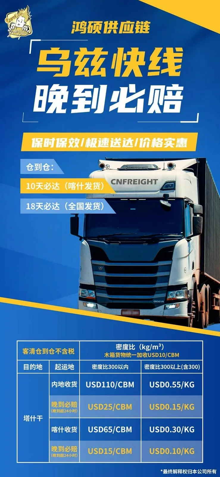 中国-乌兹别克斯坦汽运专线，