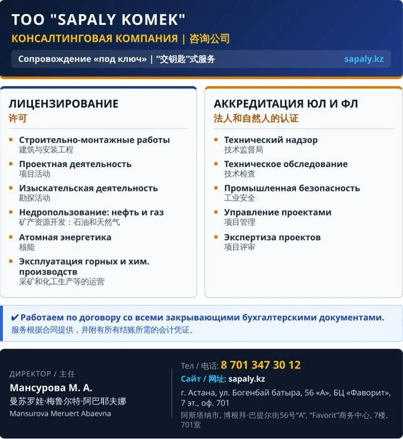 ТОО"SAPALYKOMEK"咨询公司